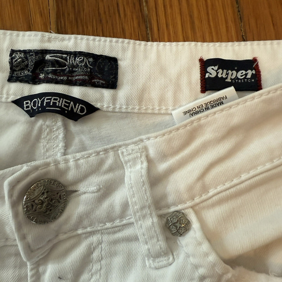 Silver Jeans Womens Boyfriend Skinny Super Stretch White Size 26 28x25 - Picture 14 of 16